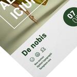 Volantino in carta con laminazione cellofanata opaca su un lato.