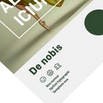 Volantino in carta con vernice UV lucida su un lato.