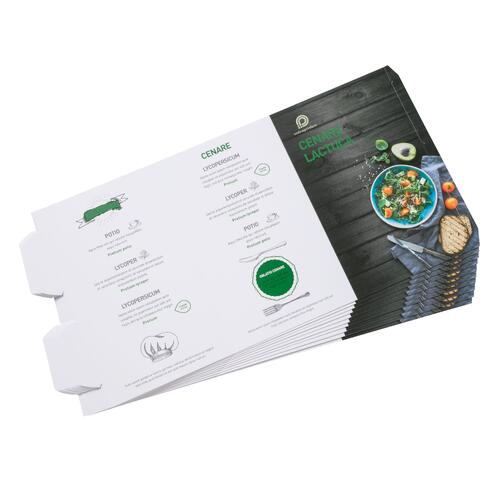 Papier Tischaufsteller in Prismaform, kleine Ausf�hrung.