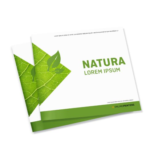 Brochure quadrata realizzata in carta ecologica.