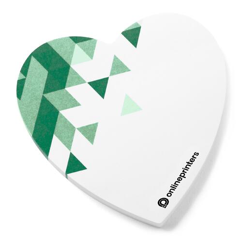 Blocco di note adesive in carta a forma di cuore.