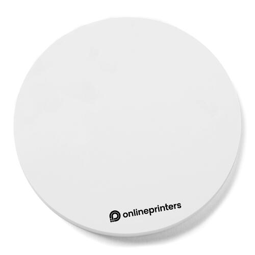 Blocco note adesivo rotondo bianco.