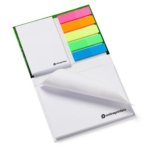 Set di post-it con blocco note e strisce adesive colorate.