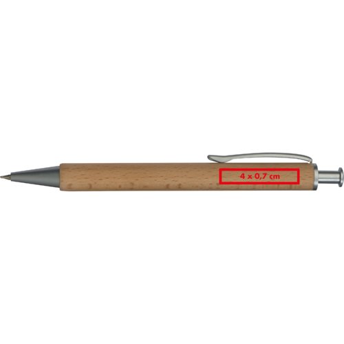 Penna a sfera in legno con custodia e clip.
