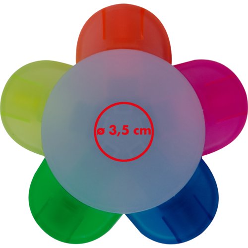 Evidenziatore multicolore con cinque colori diversi.