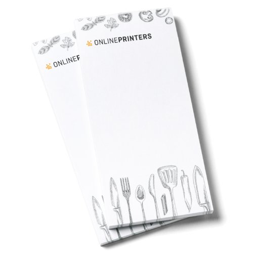 Blocco note di carta per gastronomia.