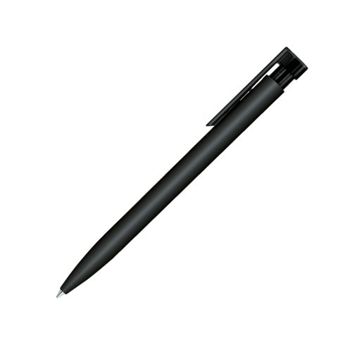 Penne a sfera nera con superficie morbida, clip e pulsante.