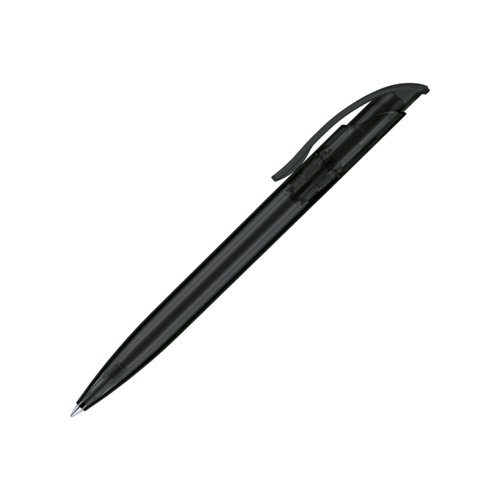 Penna a sfera nera in plastica con pulsante e clip.