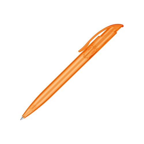 Penne a sfera in plastica arancione con clip e meccanismo a scatto.