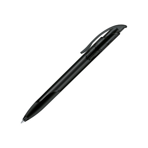 Penne a sfera a scatto nera in plastica con impugnatura morbida.