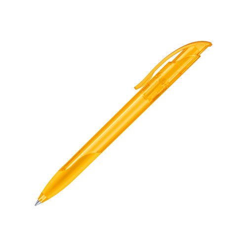Penne a sfera in plastica gialla con impugnatura morbida e clip.