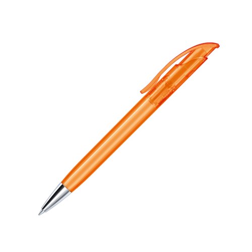 Penne a sfera arancione in plastica con punta in metallo e clip.