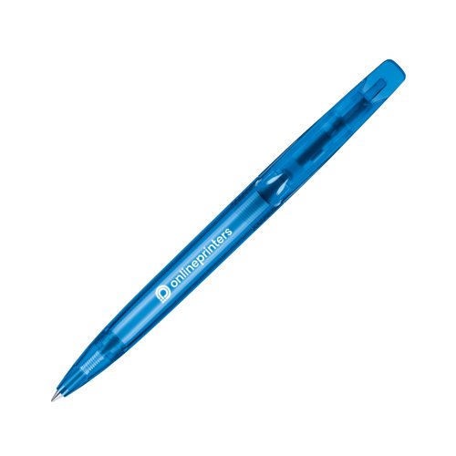 Penne a sfera a scatto blu in plastica con motivo.