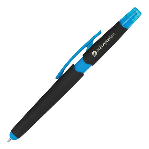 Penna duo azzurra con funzione touch e clip.