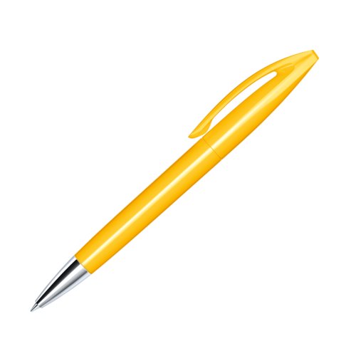 Penne a sfera giallo in plastica con punta in metallo e clip.