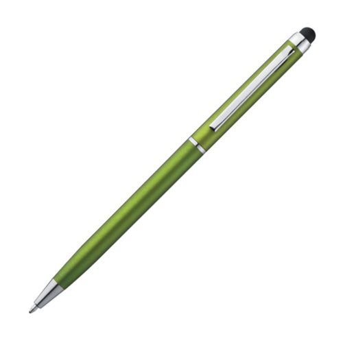 Penna a sfera in metallo verde mela con funzione touch e clip.