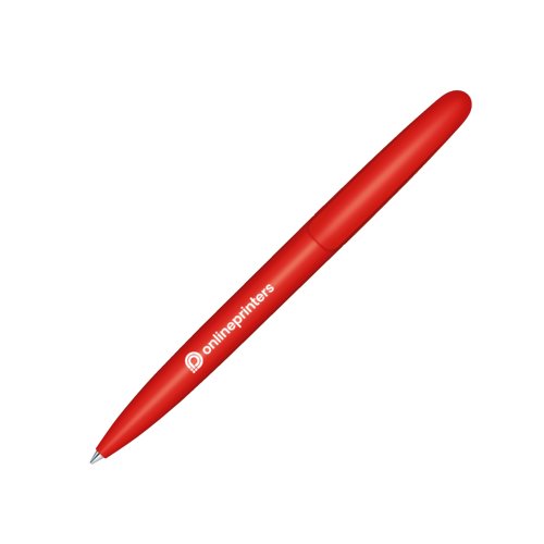 Penne a sfera a scatto rosse in bioplastica con clip.