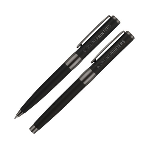 Set di penna a sfera e penna stilografica con astuccio di pelle senator® Black Line 1