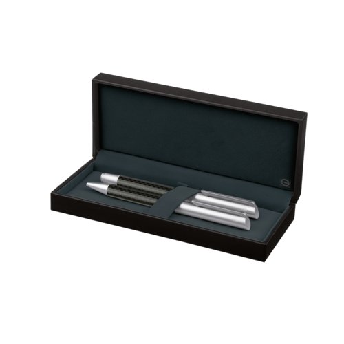 Set di penna a sfera e penna stilografica con astuccio senator® Carbon Line 2