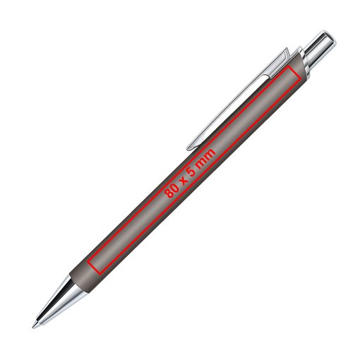 Penne a sfera grigia a scatto con superficie soft touch e clip.