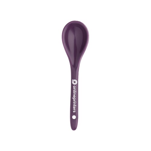 Cucchiaio in ceramica viola con vaschetta arrotondata.