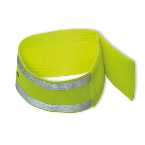 Fascia da braccio riflettente gialla con chiusura a velcro.