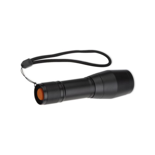 Torcia in metallo nero con cinturino da polso.