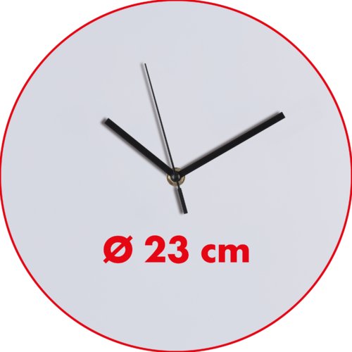 Orologio da parete bianco con lancette di ore, minuti e secondi.