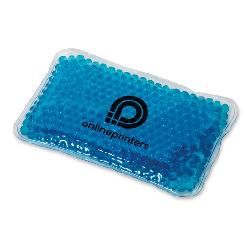 Cuscinetto caldo/freddo blu riempito con perle di gel.