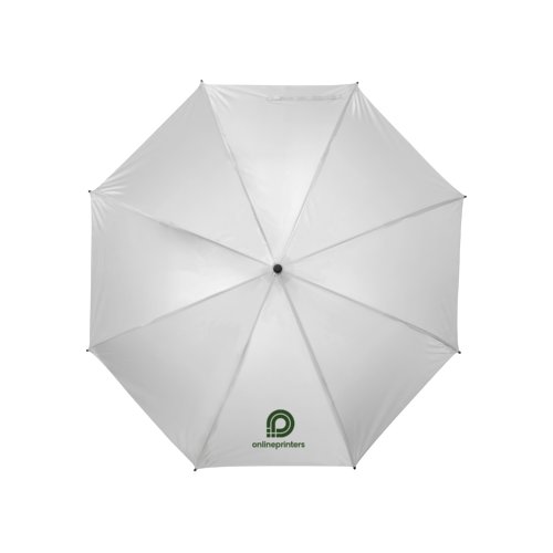 Ombrello bianco con meccanismo di apertura manuale.