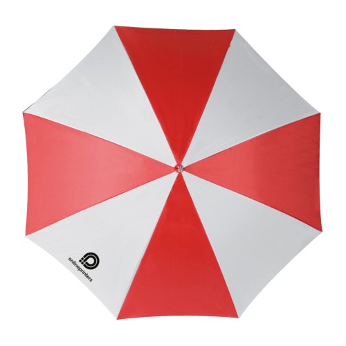 Ombrello dritto automatico rosso di grande diametro.