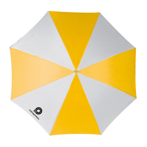 Ombrello dritto automatico giallo con ampia copertura.