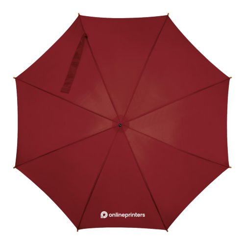 Ombrello lungo bordeaux in legno con funzione automatica.
