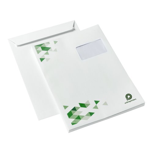 Busta bianca di carta con patella corta.