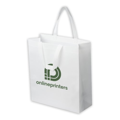 Borsa laminata in tessuto non tessuto con manici.