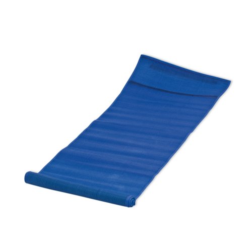 Telo mare in tessuto blu arrotolabile.