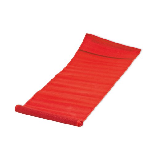Tappetino da spiaggia in tessuto rosso, arrotolabile.