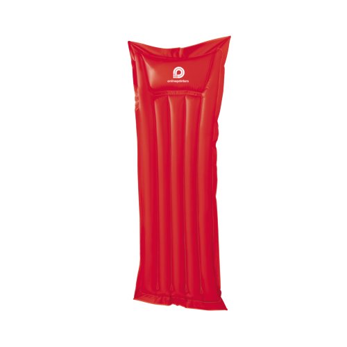 Materassino gonfiabile rosso in plastica con camere d'aria multiple.