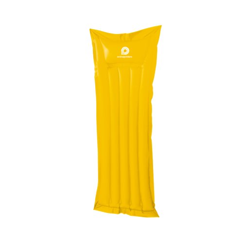 Materassino gonfiabile giallo in plastica con design oblungo.