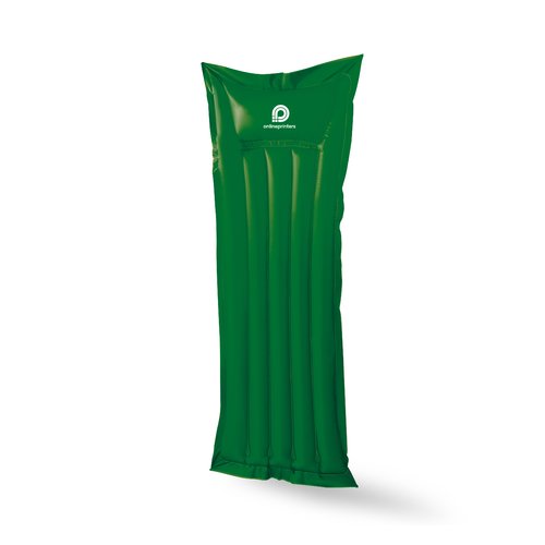 Materassino gonfiabile in plastica verde con camere d'aria.