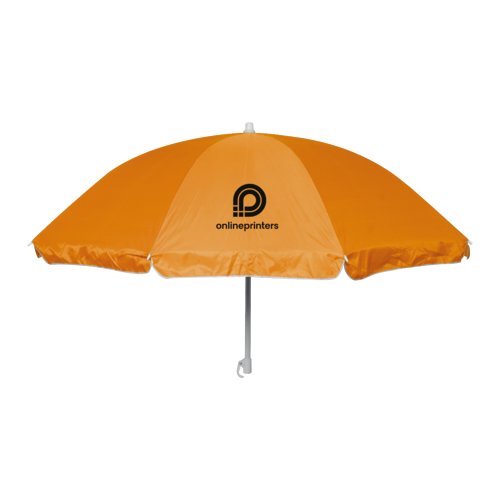 Ombrellone arancione con struttura e rivestimento.