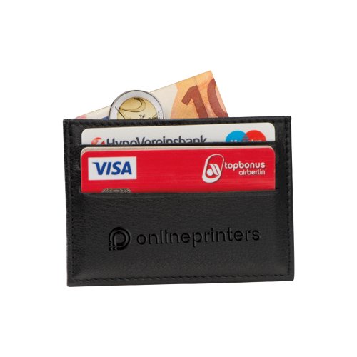 Porta carte in pelle nera con protezione RFID.