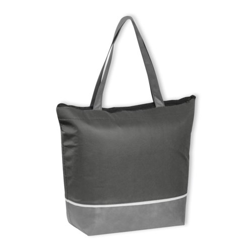 Borsa frigo antracite in tessuto non tessuto con cerniera.