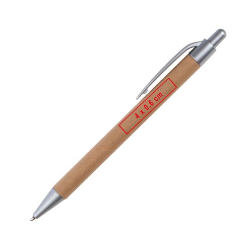 Penne a sfera in carta marrone con elementi in metallo e clip.