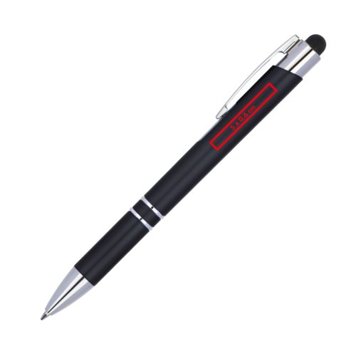 Penna a sfera in metallo nero con luce LED.
