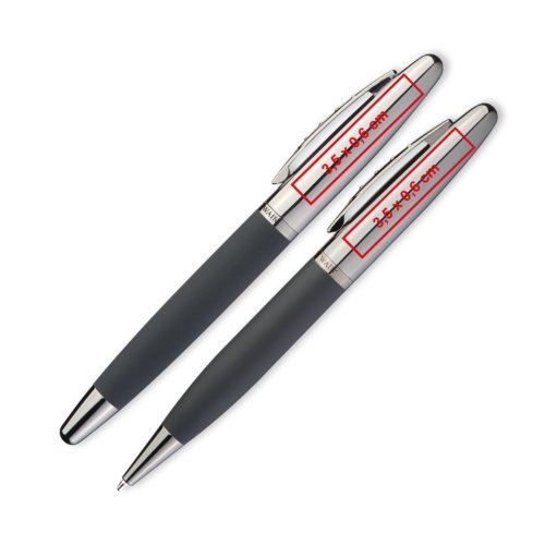 Set da scrittura in metallo con penna a sfera e custodia.