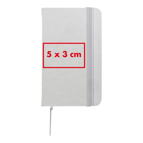 Taccuino nero con chiusura elastica e segnalibro.