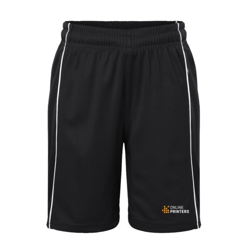 Pantaloncini neri e bianchi in poliestere per bambini con elastico in vita.