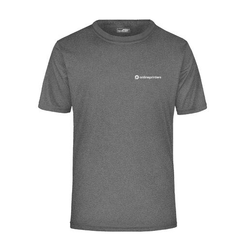 T-shirt in poliestere m�lange grigio scuro con maniche corte.
