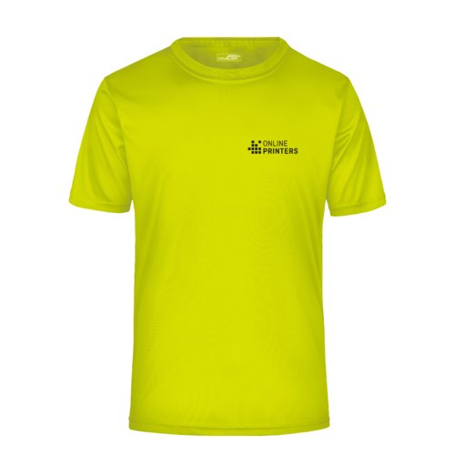 T-shirt gialla in poliestere da uomo con maniche corte.